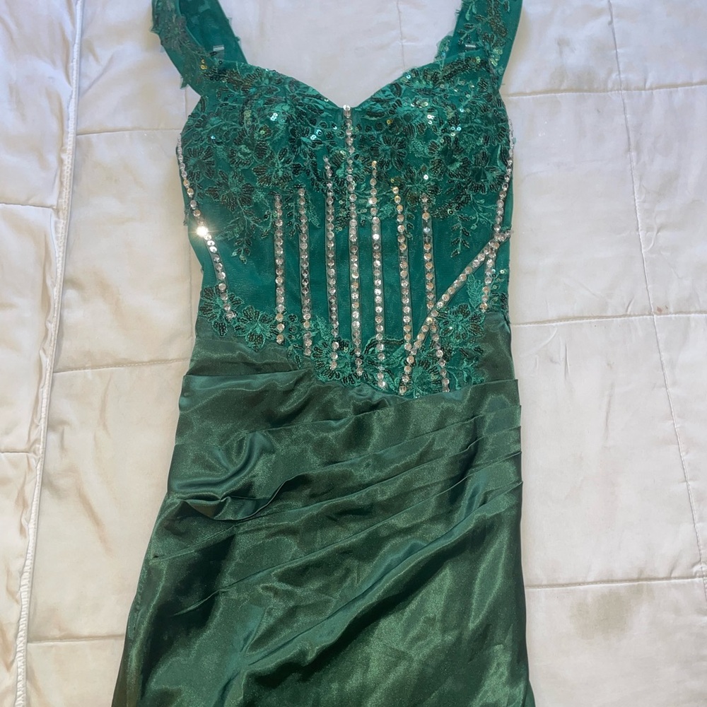 Boutique Emerald Green Embellished Prom Dress